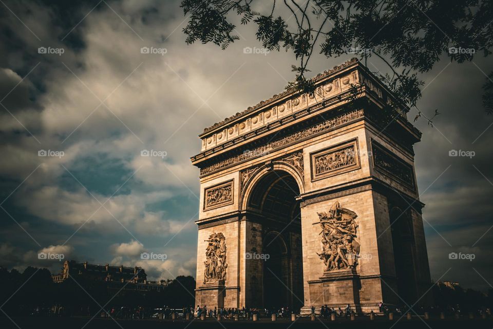 The Arc de Triomphe under Moody Skies