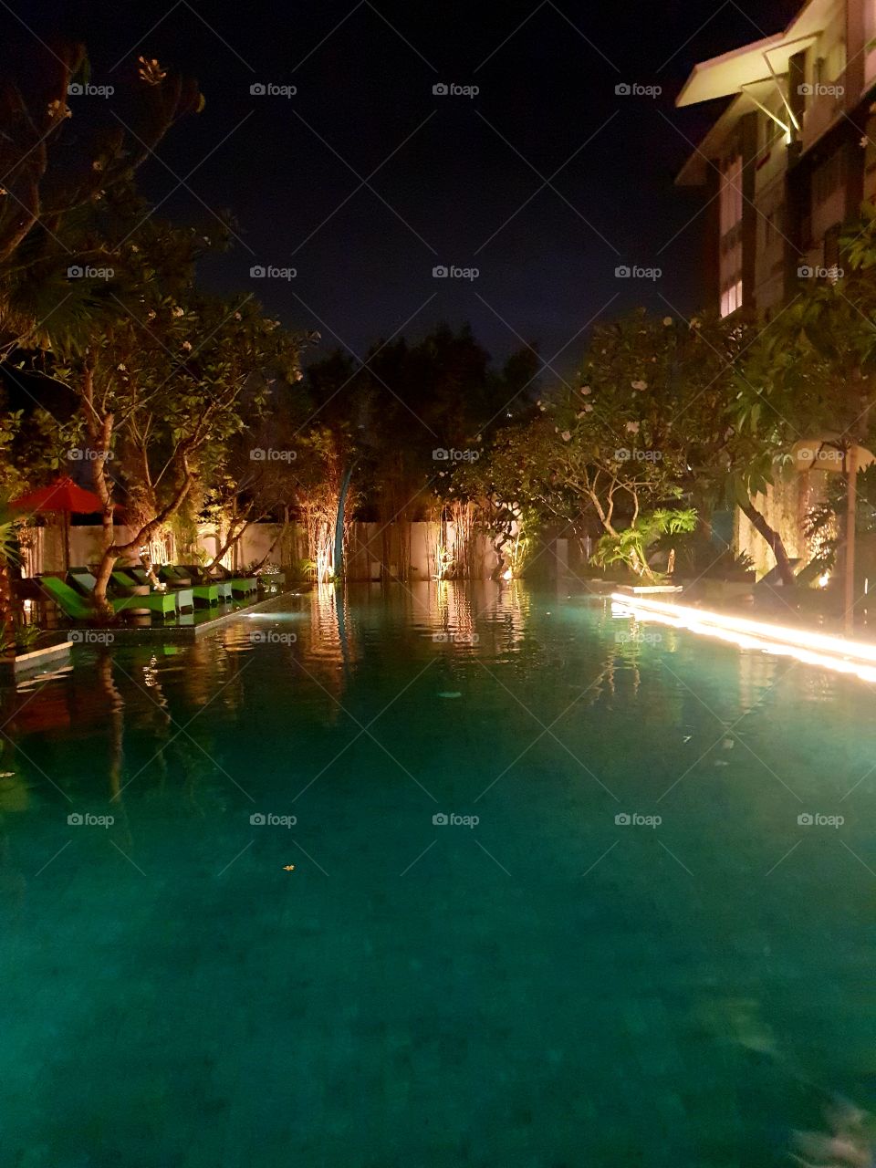 Night by the pool