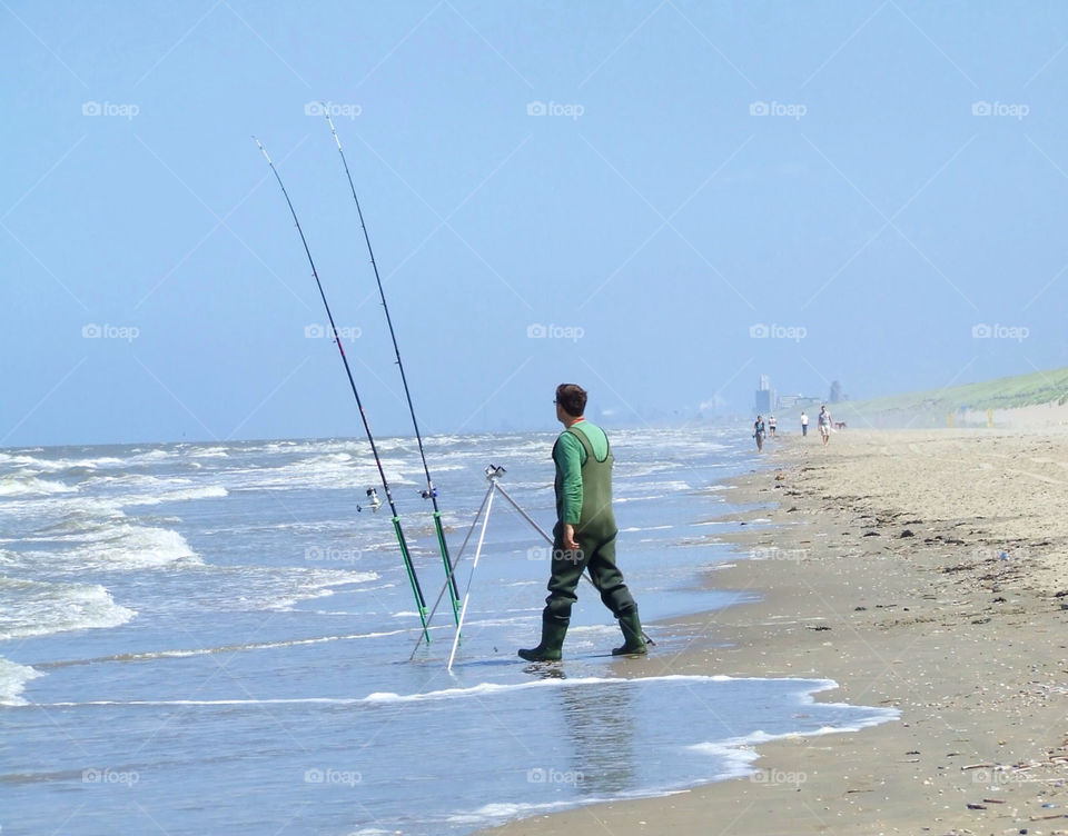 Fishing at the beach