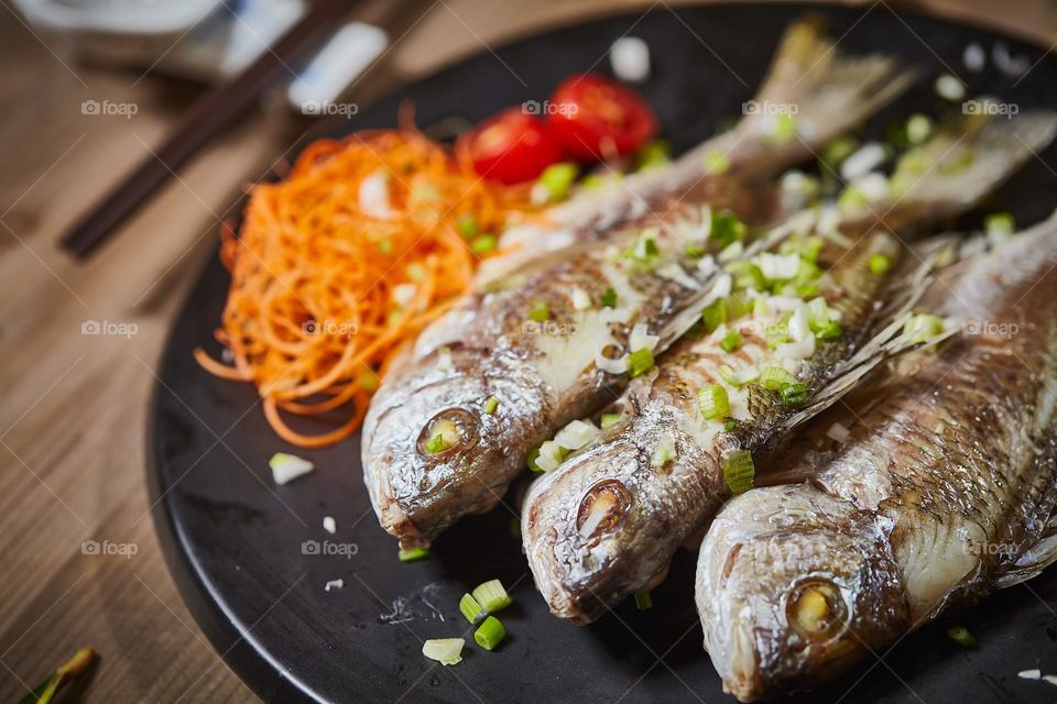 Delicious sea food steamed fish dishes