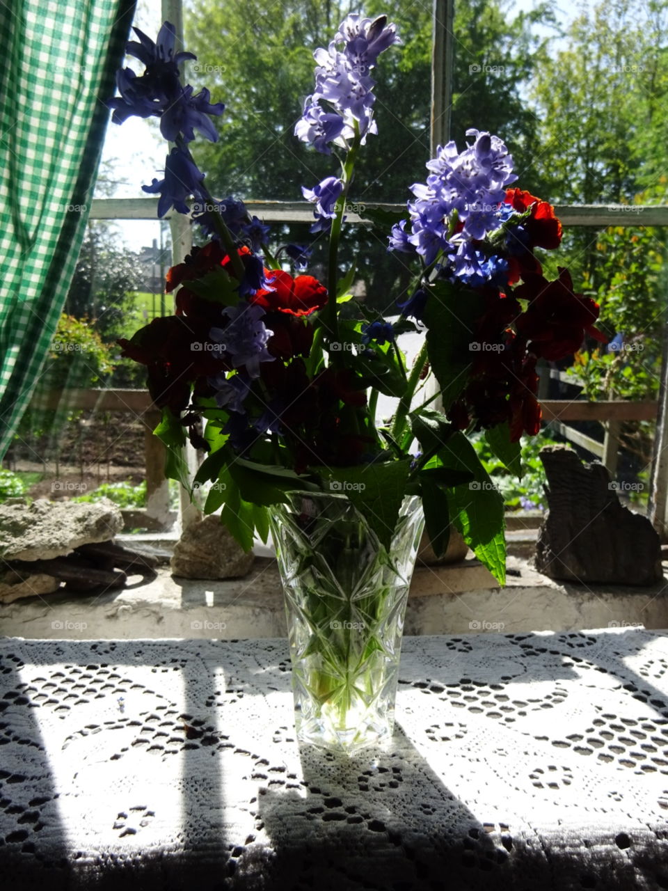 Flowers in a vase in a old house at Black Country Living Museum