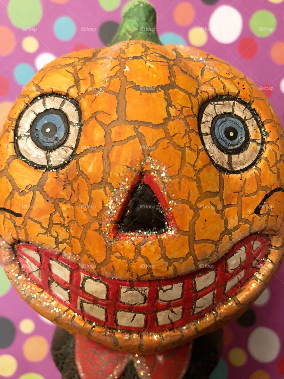 Large pumpkin face decoration. 