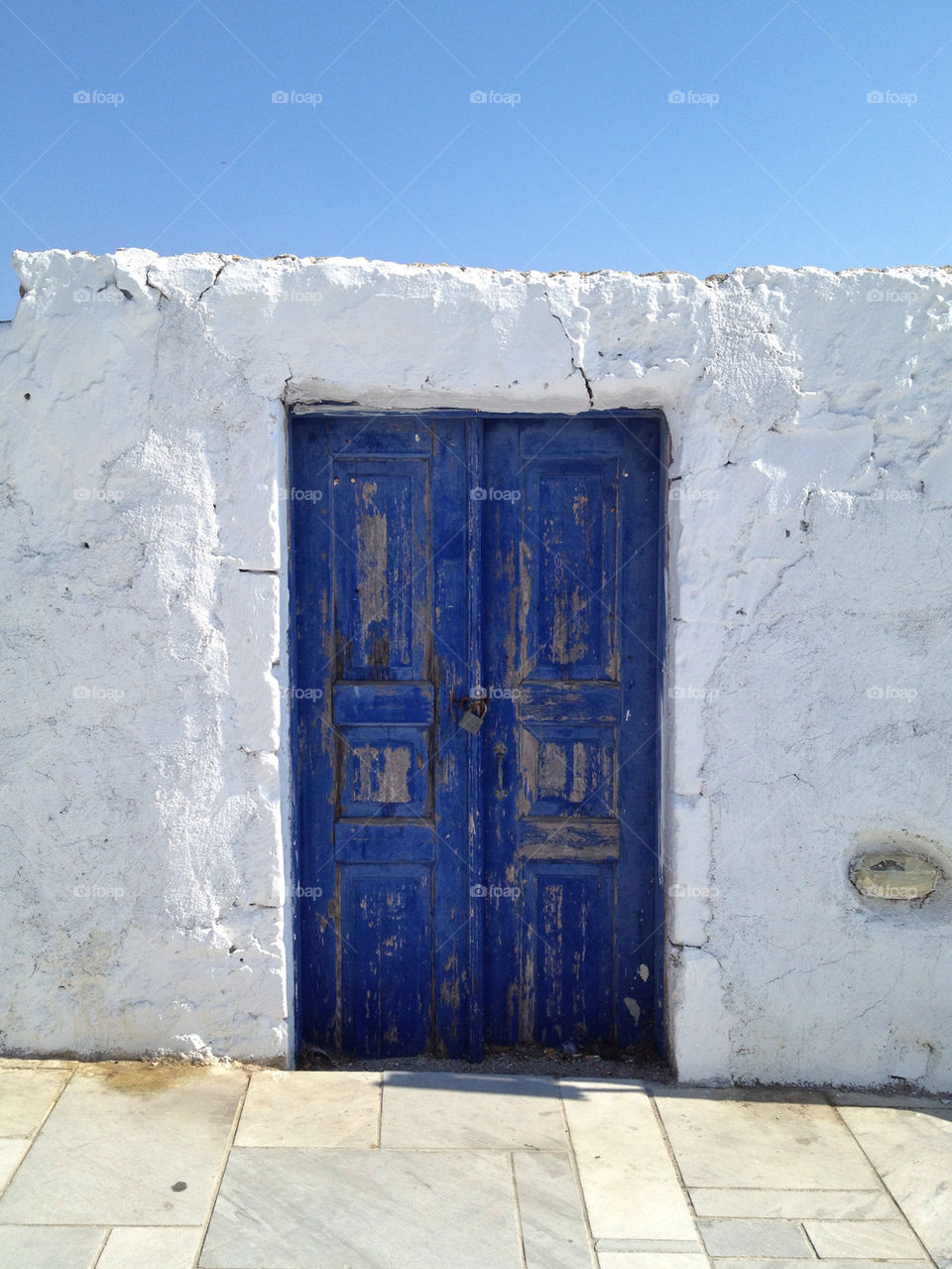 sky blue door old by gkallis23