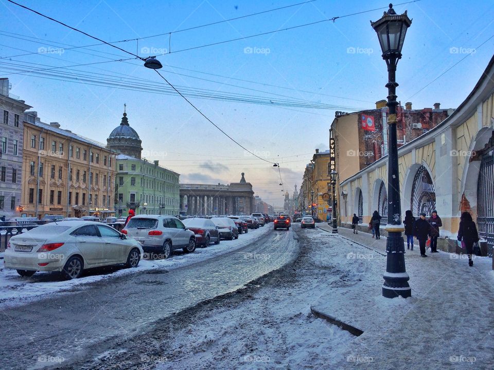 Saint-Petersburg winter road