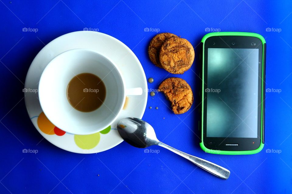 coffee, cookies and a cellphone