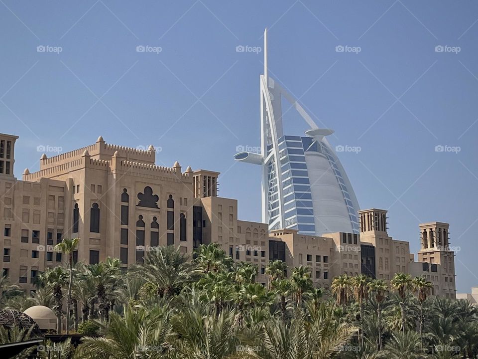 Burj Al Arab seen from the souk madinat jumeirah
