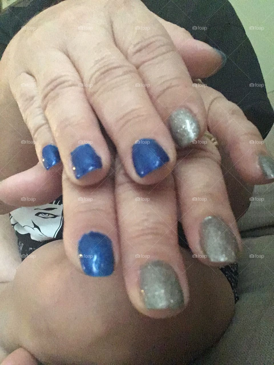 My Hurricane Dorian stormy nails blue and silver 