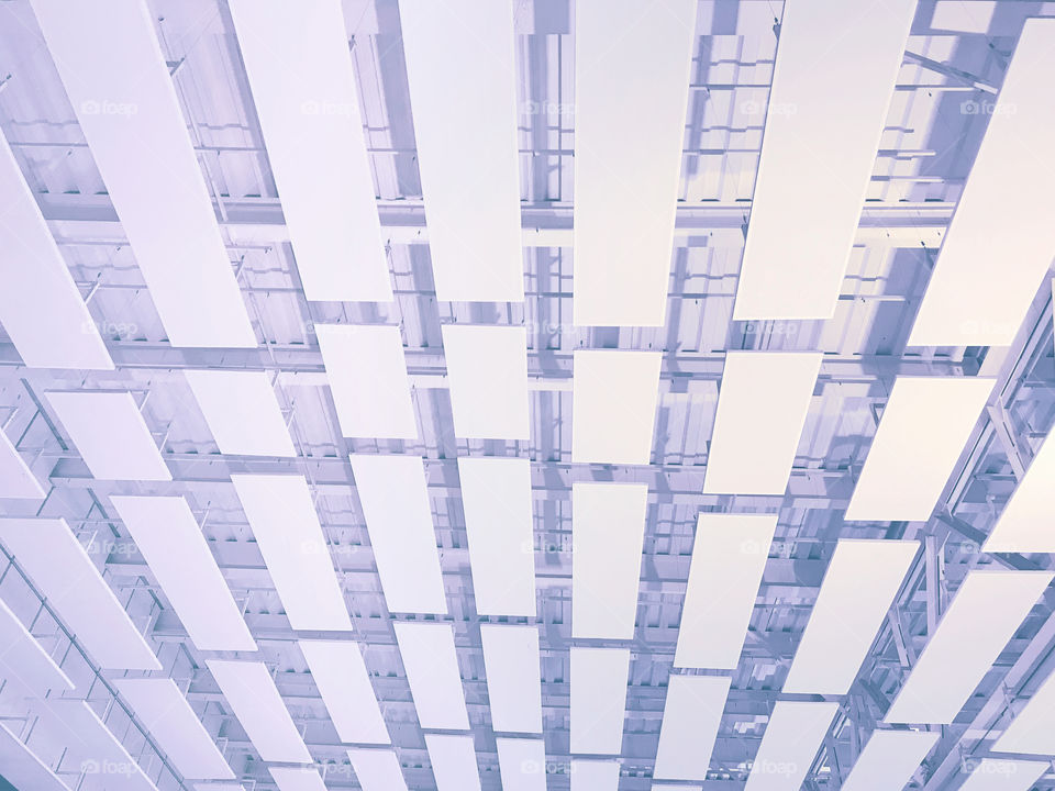 Blue pastel geometric pattern on ceiling 