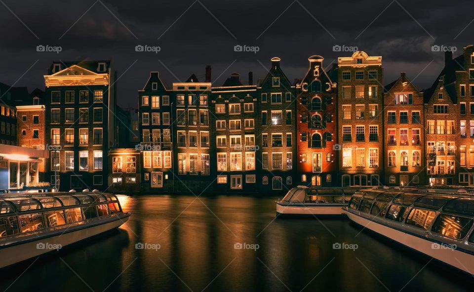 Architecture at Amsterdam City by night