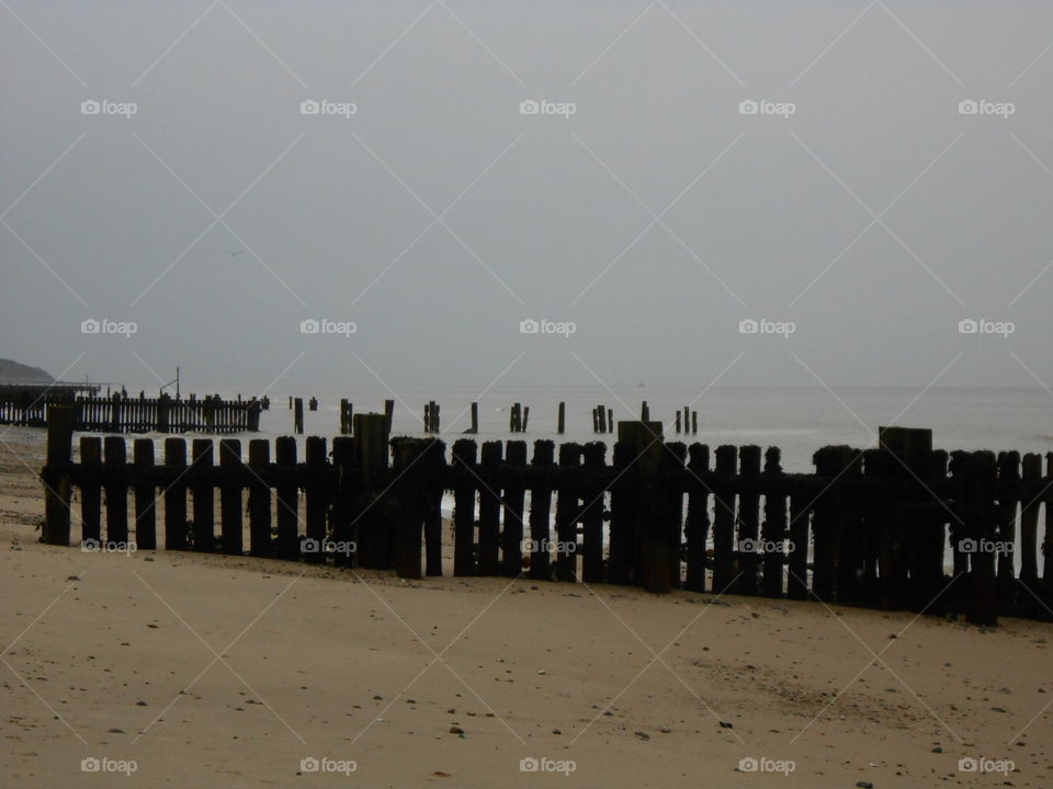 Hazy sea in Mundesley, Norfolk, UK