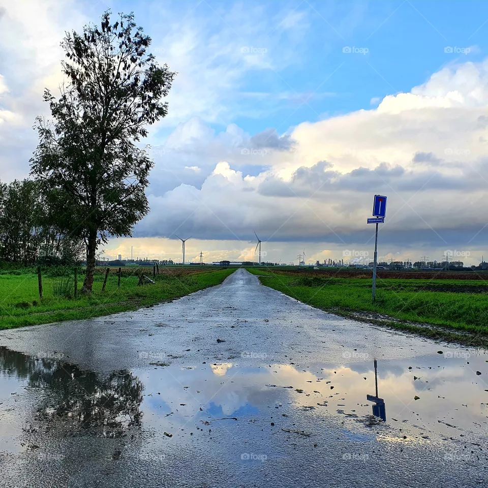 View from Geervliet to green Stations of the Cross. The Netherlands