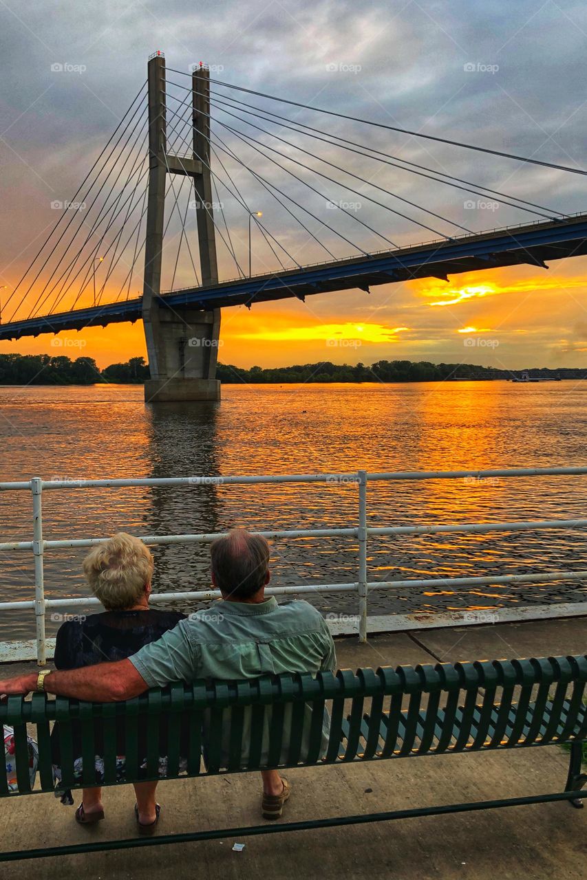 Couple enjoying the sunset. 
