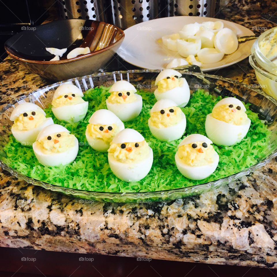 Devilled egg Easter chicks