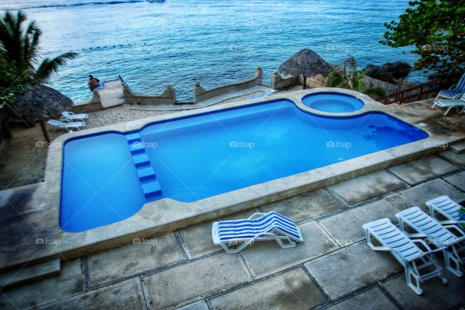 Blue tropical pool.