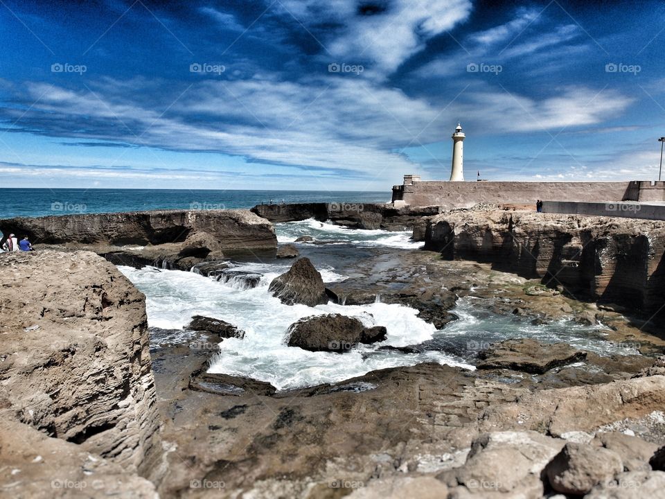 Beach and lighthouse of Rabat