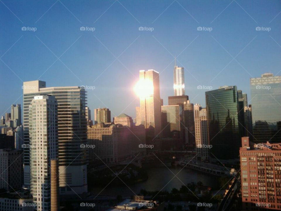 Sun setting in Chicago!!