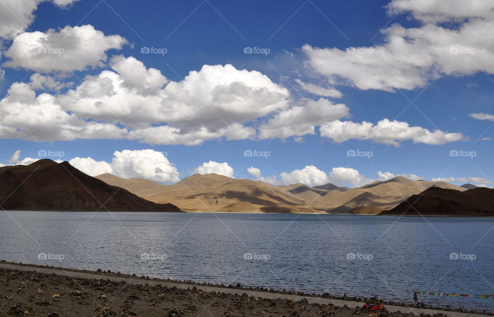 Lake and mountain in Tibet