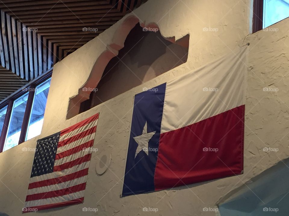 Flags at Alamo cafe