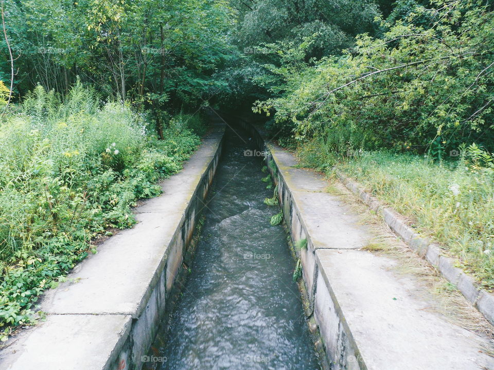 abandoned river in concrete in the city of Kiev