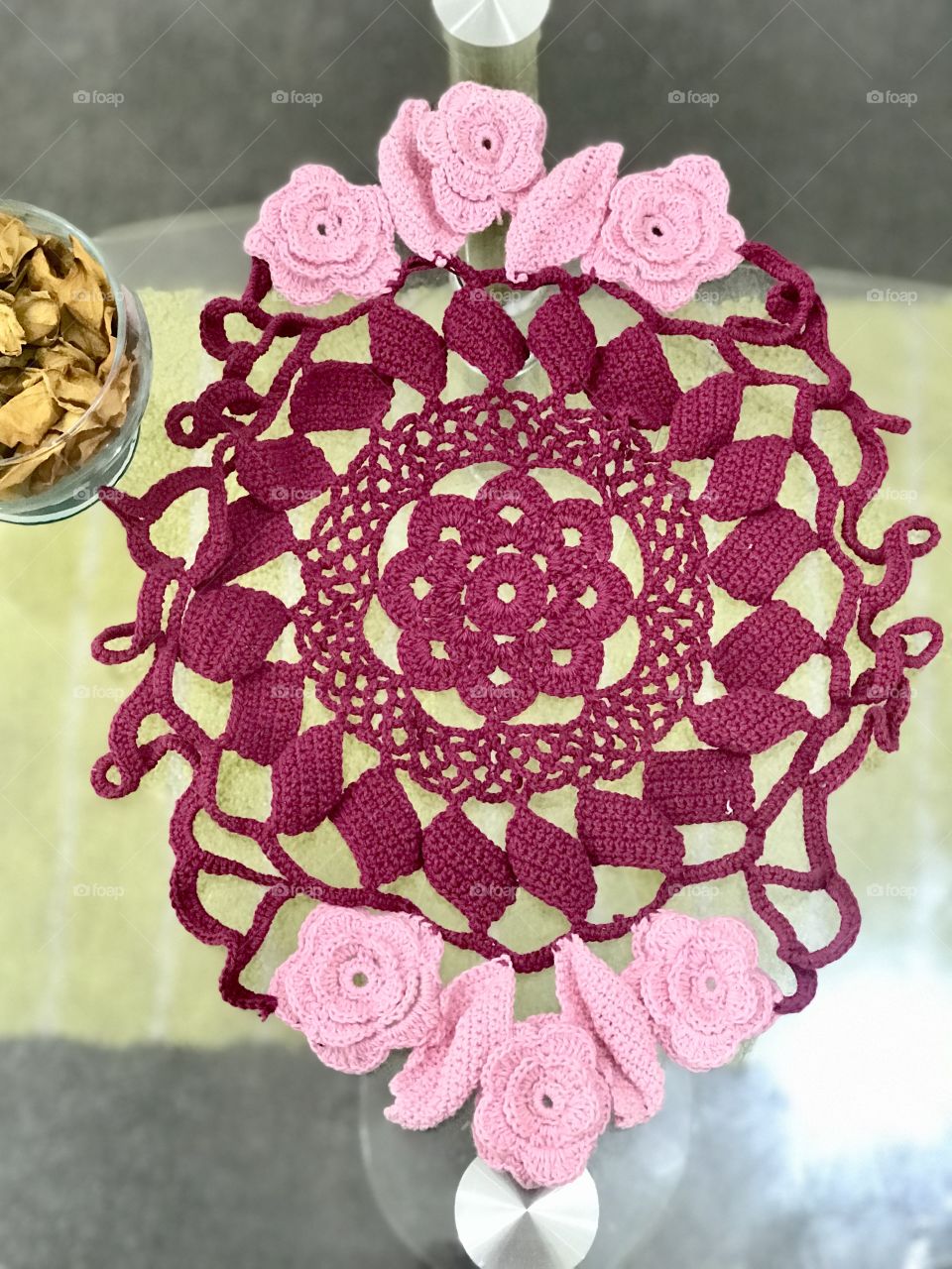 Crochet flower doily
