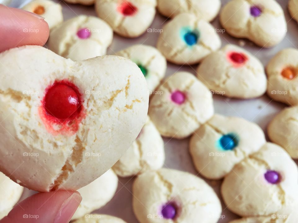 Homemade milk biscuits with confectionery