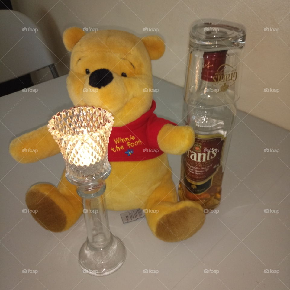 light up the body with Grant whisky while playing with the teddy bear