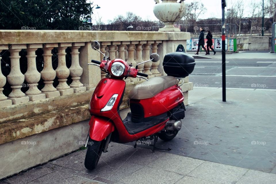 Classic Europe. A scooter parked in Paris.