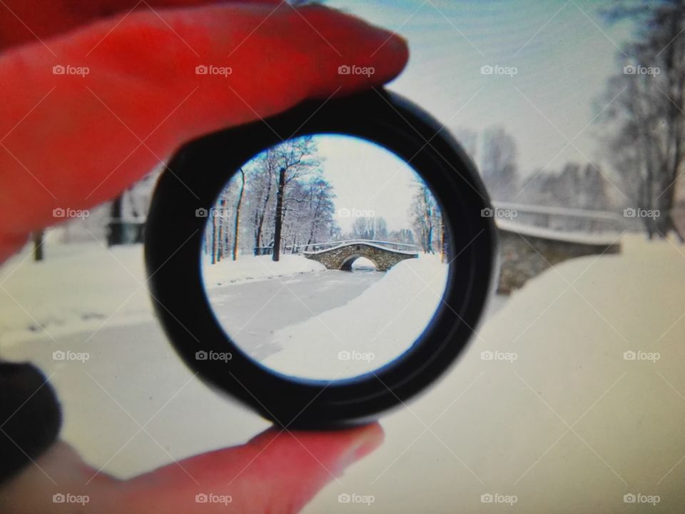 View of bridge through camera lens