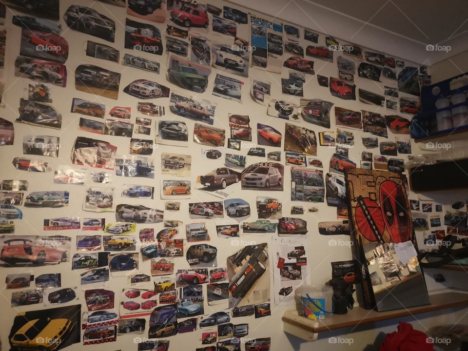 Wall filled with car pics