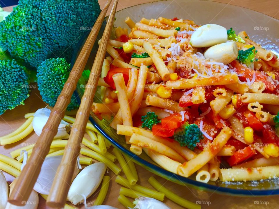 Pasta preparing on table