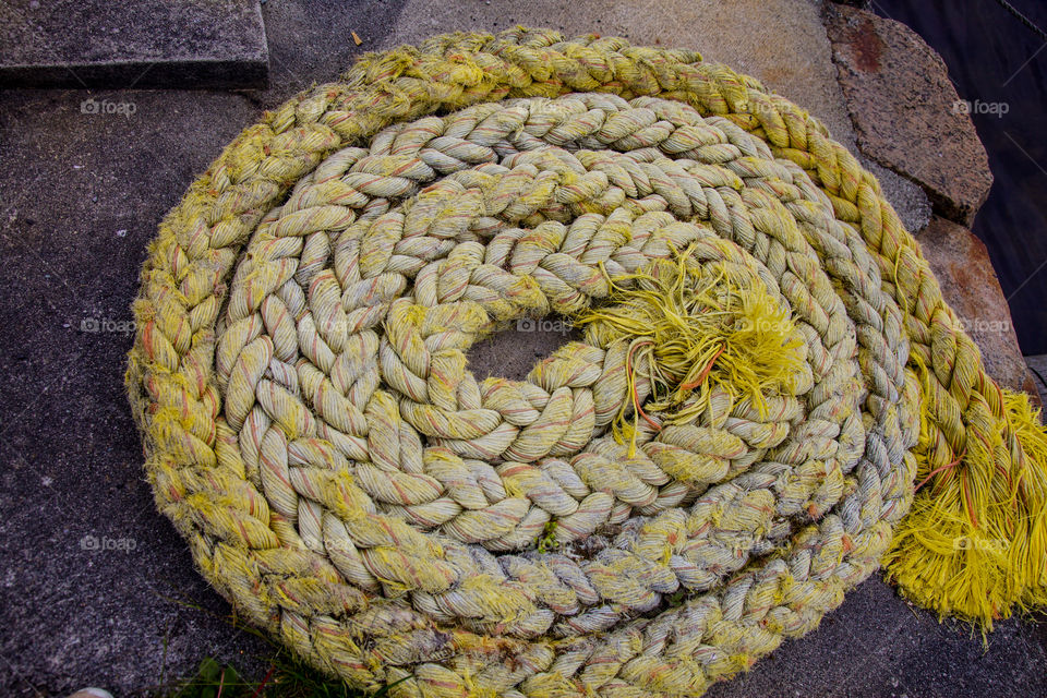 Directly above shot of rolled up rope