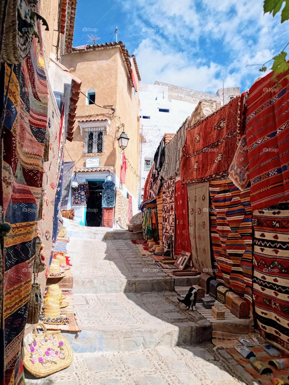 Alleys of chefchaouen city in morocco