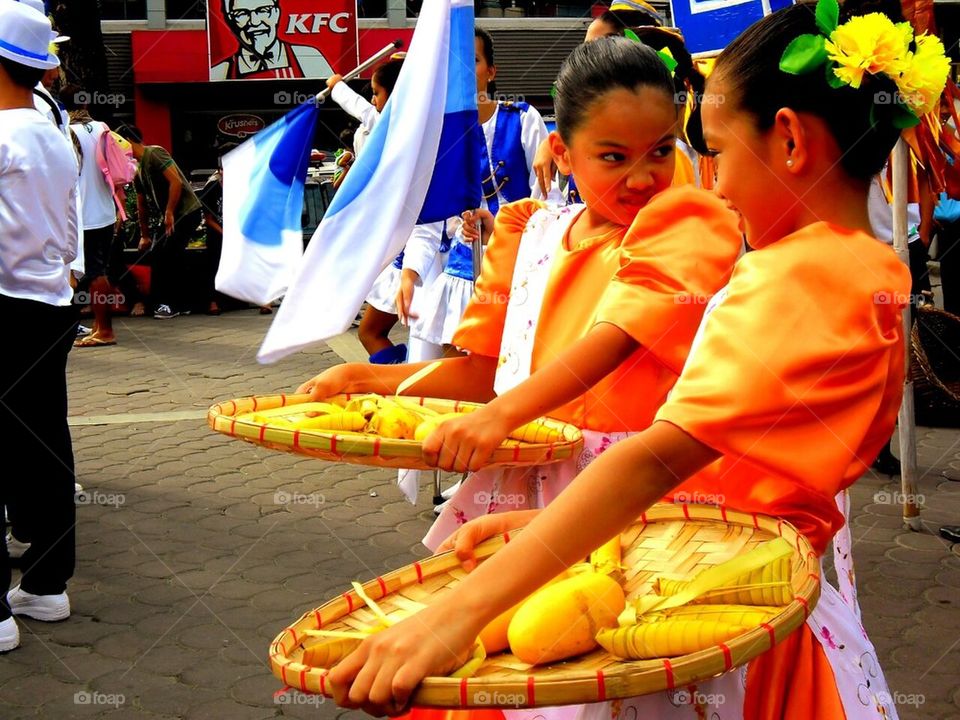 Participants of a parade at a feast in antipolo, rizal, philippines