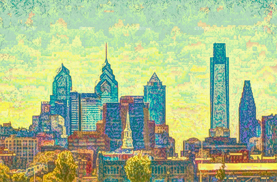 High Contrast Philadelphia Skyline 
