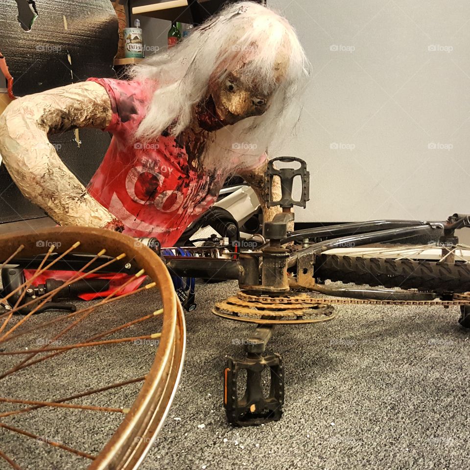 Female Zombie Gets on a Bike