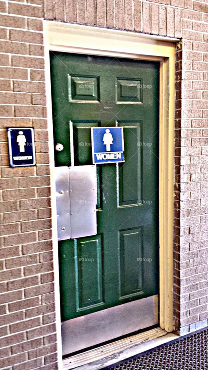 Women only. women's restroom at highway rest stop