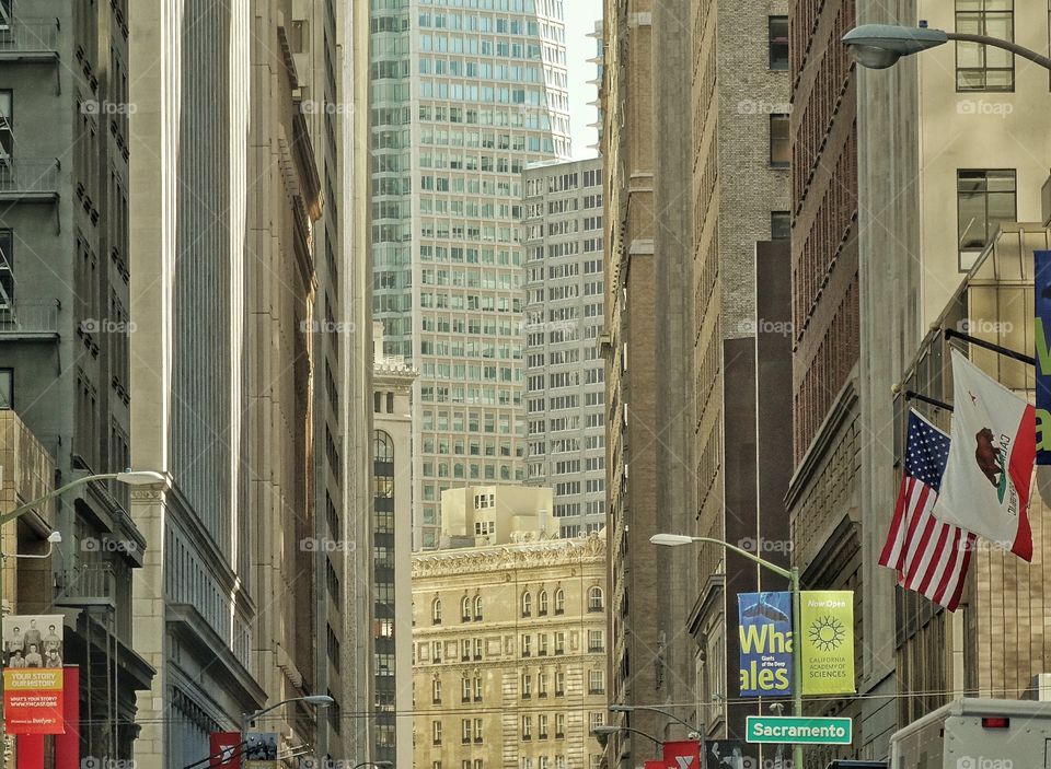 Busy Modern City. Canyon Of Skyscrapers In Downtown San Francisco
