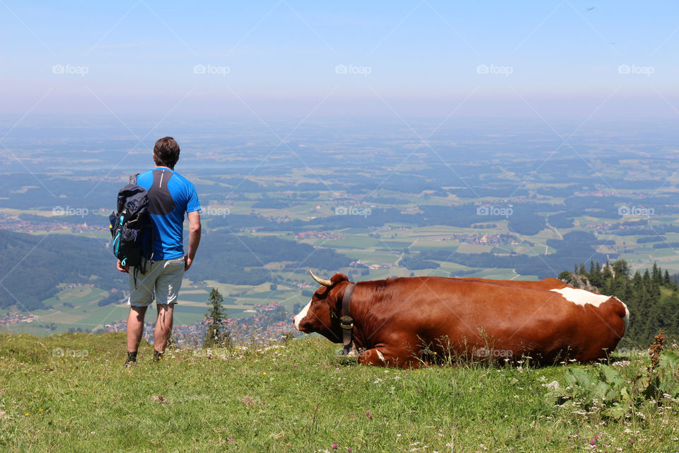Hiking in the mountains with panoramic view 