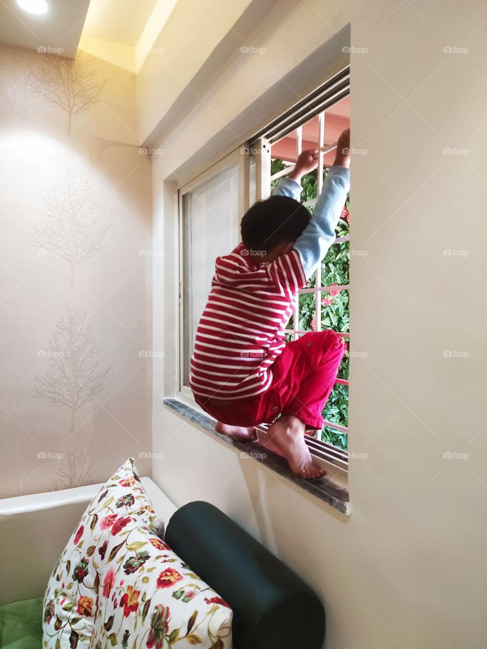 Catch Little brother in funny position on camera