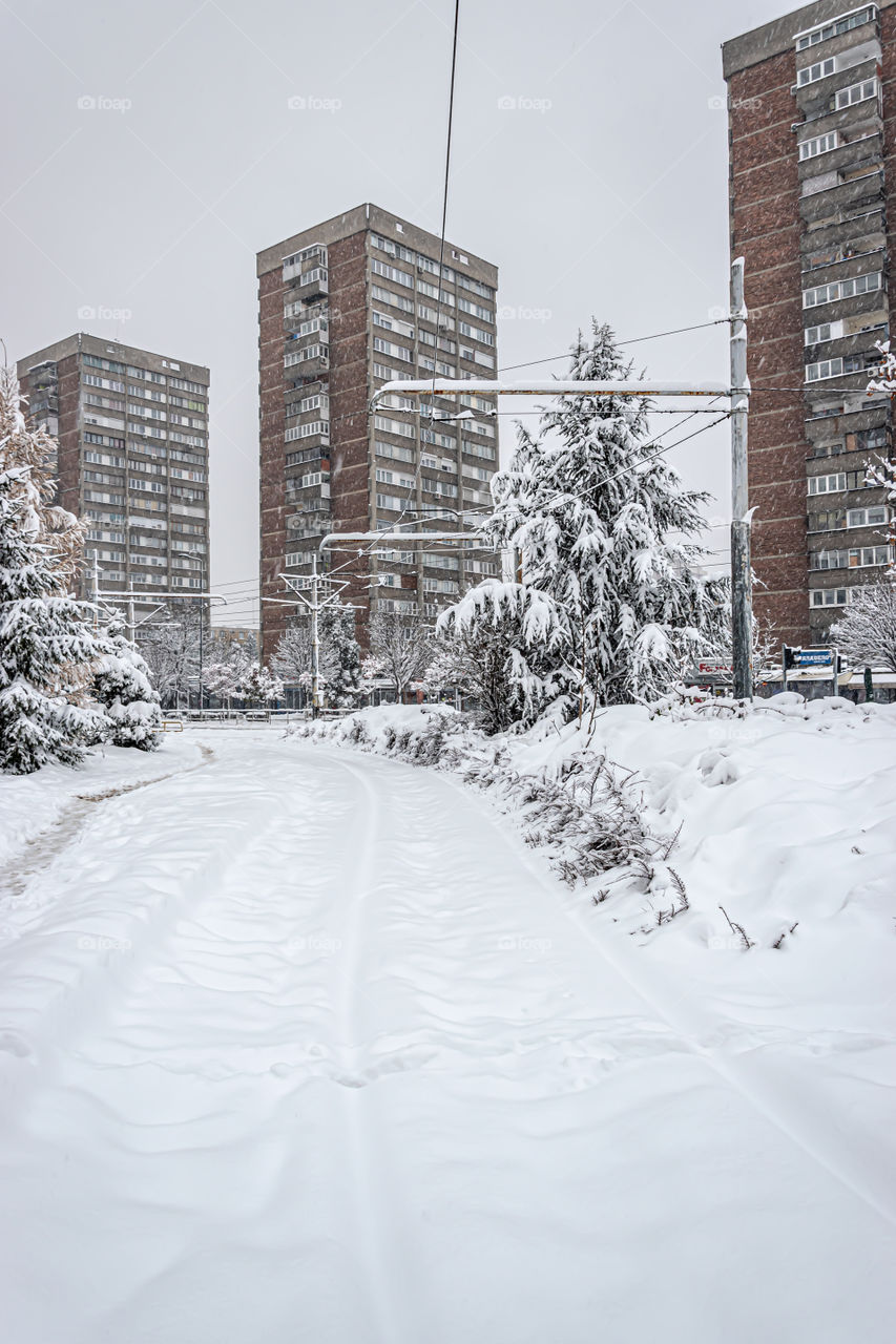 Snow over street