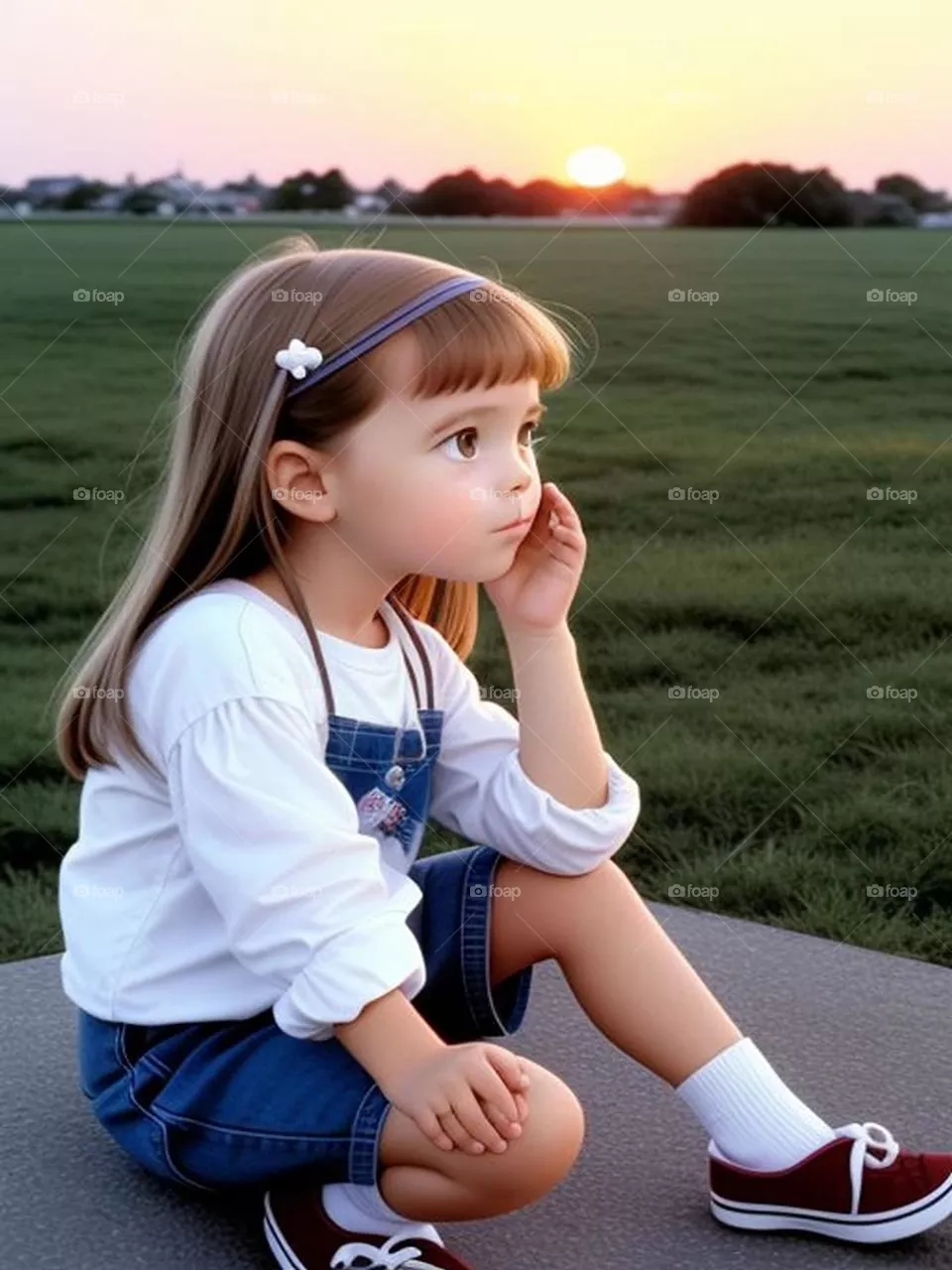 A beautiful girl contemplates the sunset
