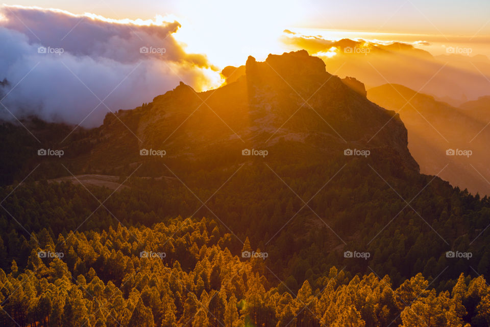 Sunset over the mountain. Nublo, Gran Canaria.