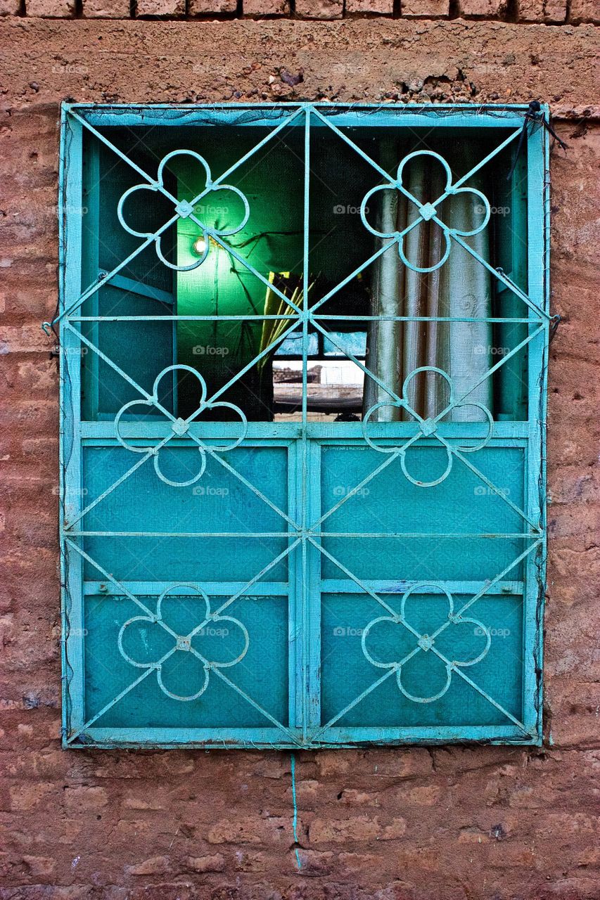 Iron window grill. Home in Khartoum, Sudan