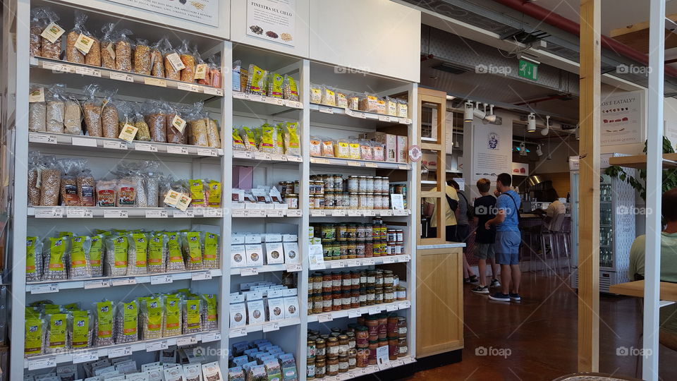 Organic food products at green store
