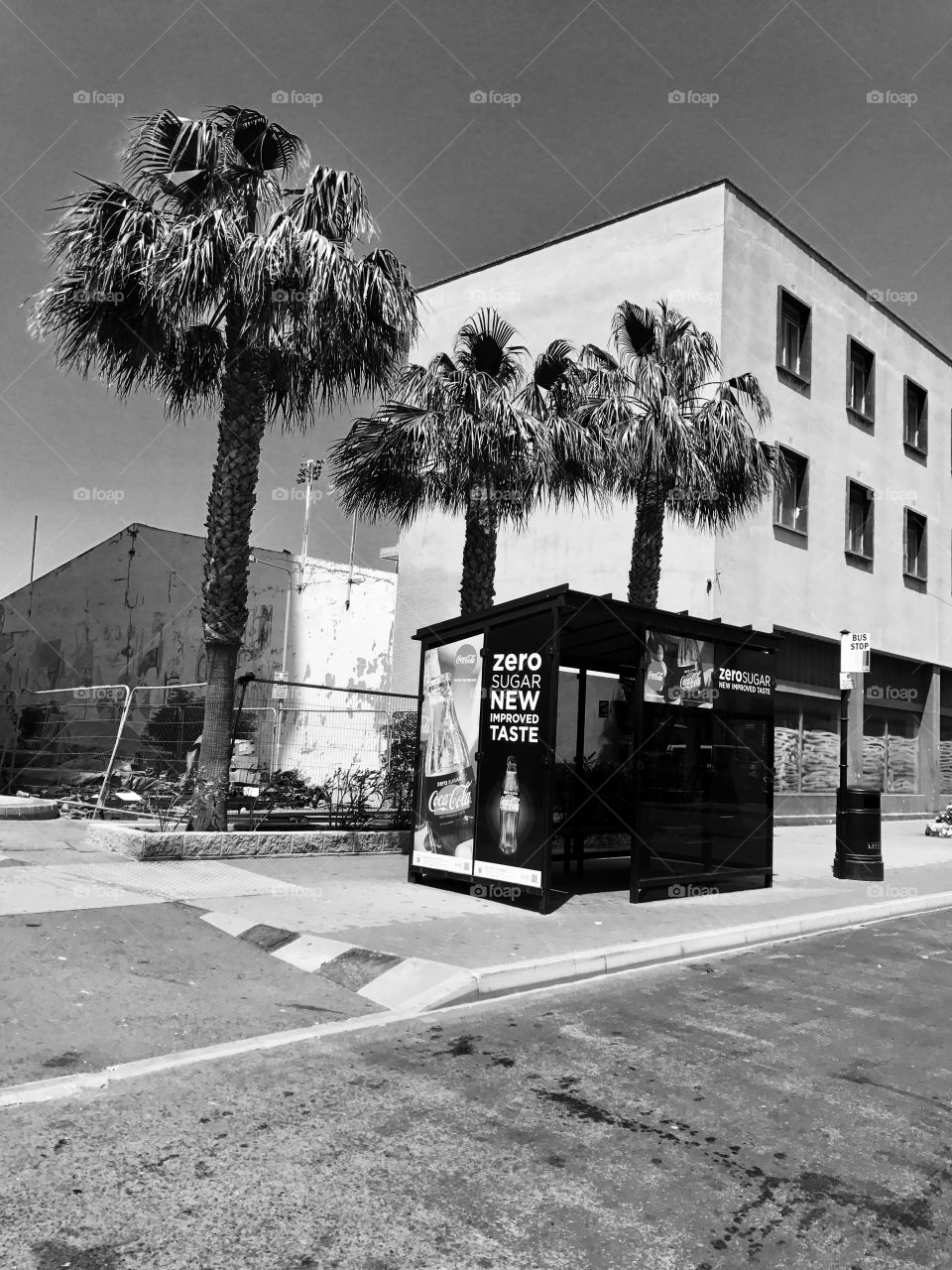 Bus stop shelters, street, city