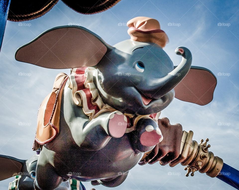 Dumbo the flying elephant can be found soaring at Disneyland in Anaheim, California. 