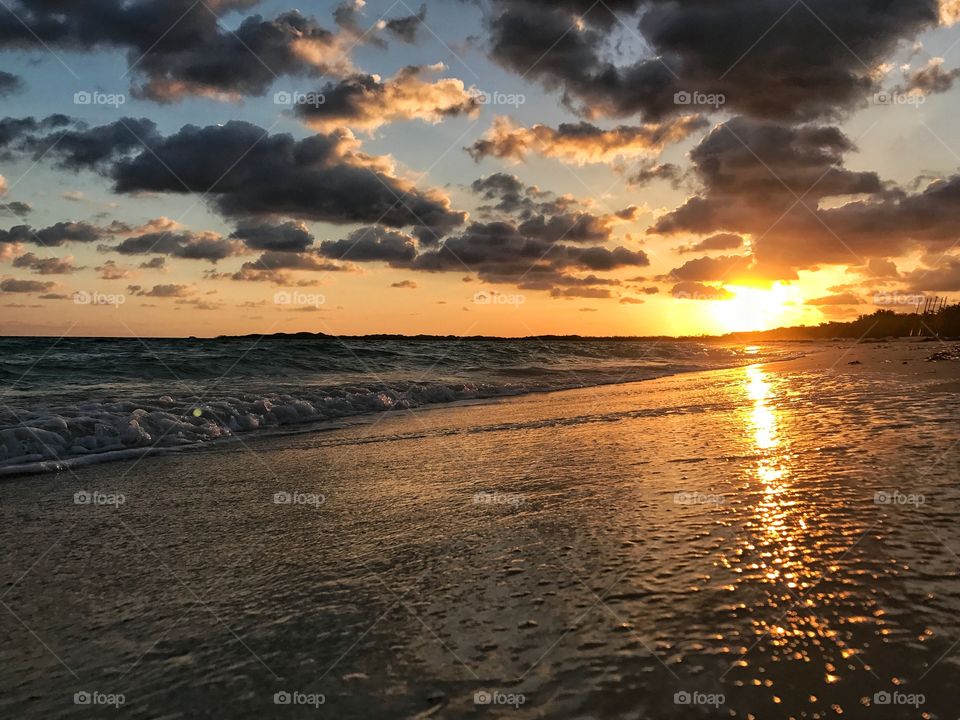 View of beach during sunset