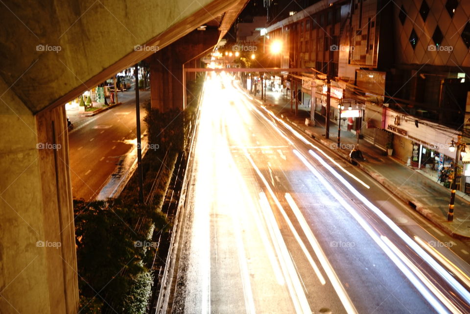 Traffic light trail exposure Bangkok 