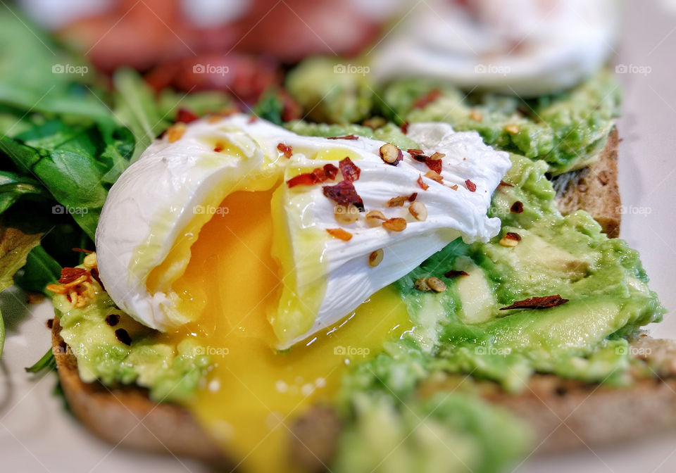 Avocado toast and poached egg