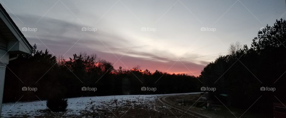 Sunset winter landscape